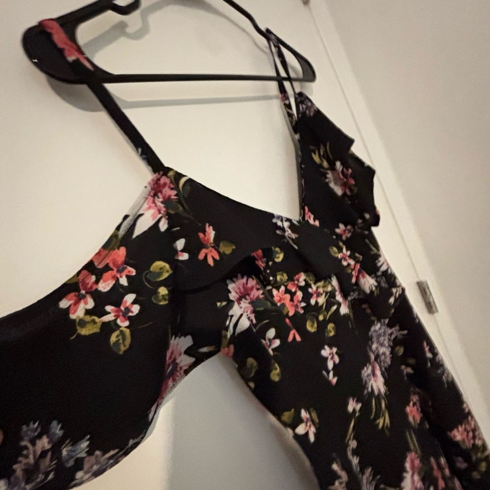 Iz Byer Black and Pink Asymmetrical Ruffled Maxi Dress - Picture 5 of 12
